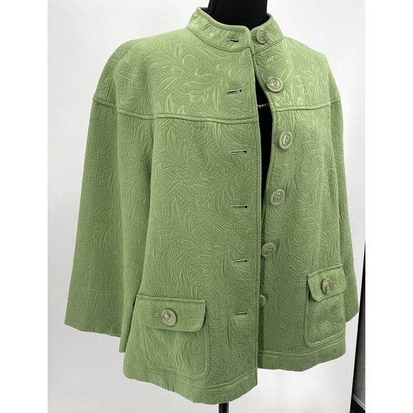 Emma James Women's Brocade Button-Front Light Green Cardigan Jacket Size 16 - Picture 5 of 11